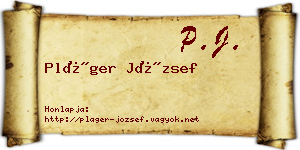 Pláger József névjegykártya